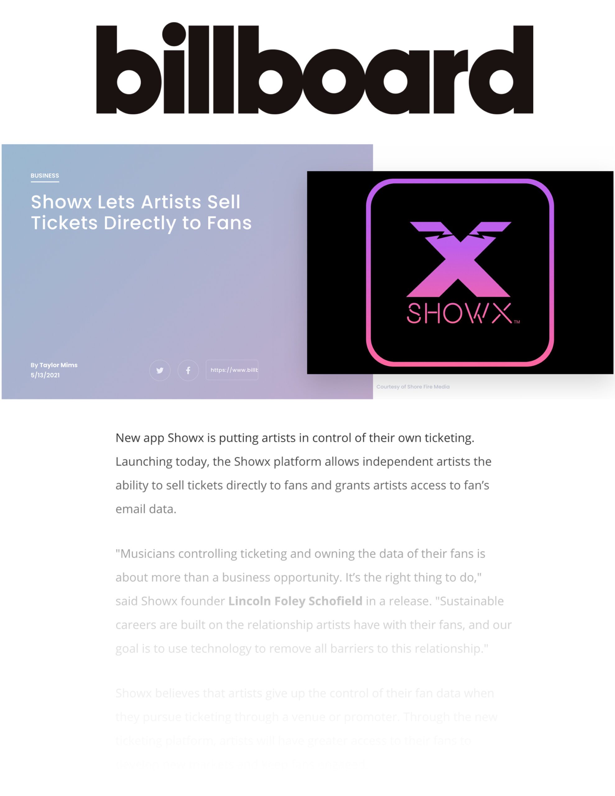PR 1 billboard_Showx Lets Artists Sell Tickets Directly to Fans