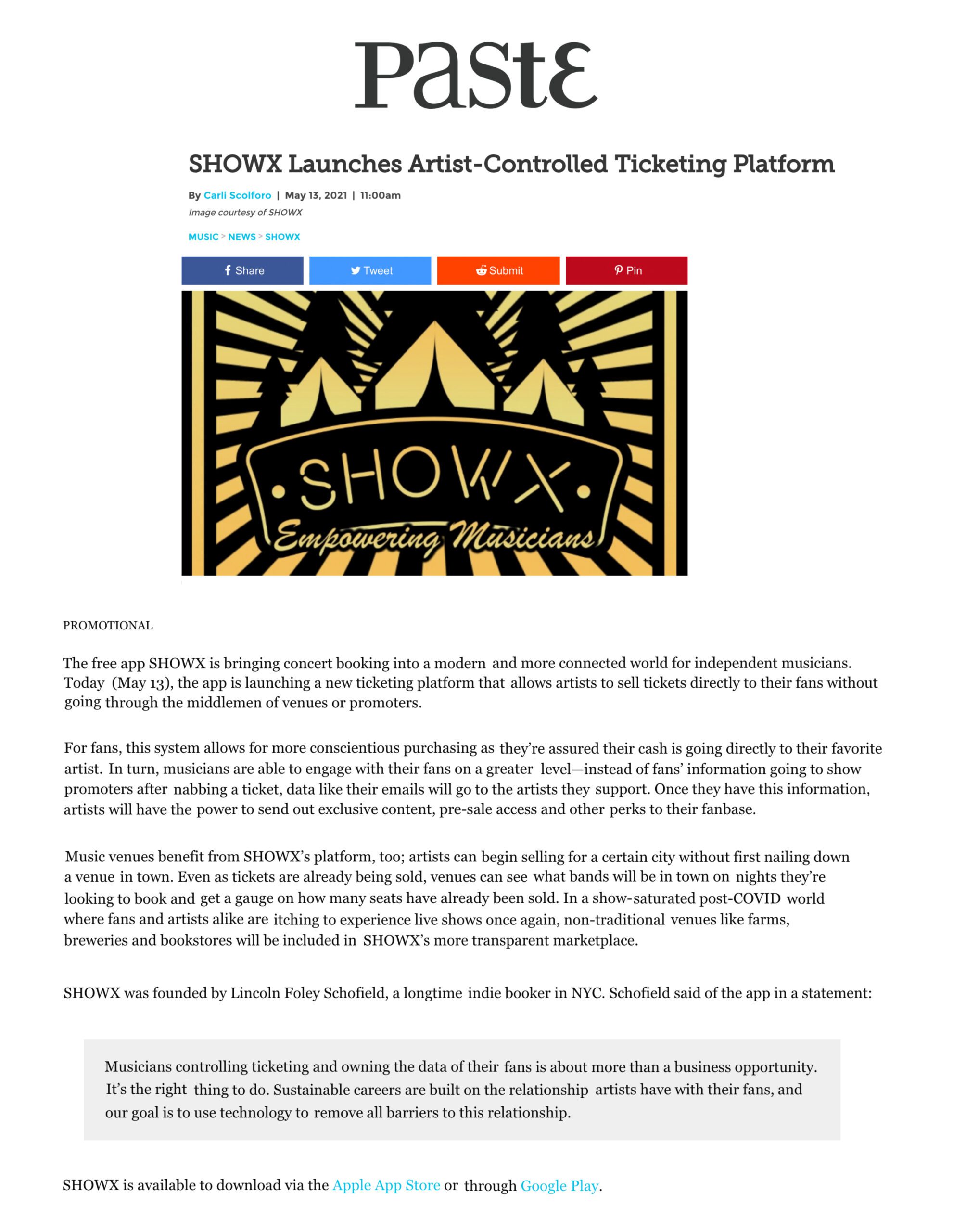 PR 3 paste mag_SHOWX Launches Artist-Controlled Ticketing Platform